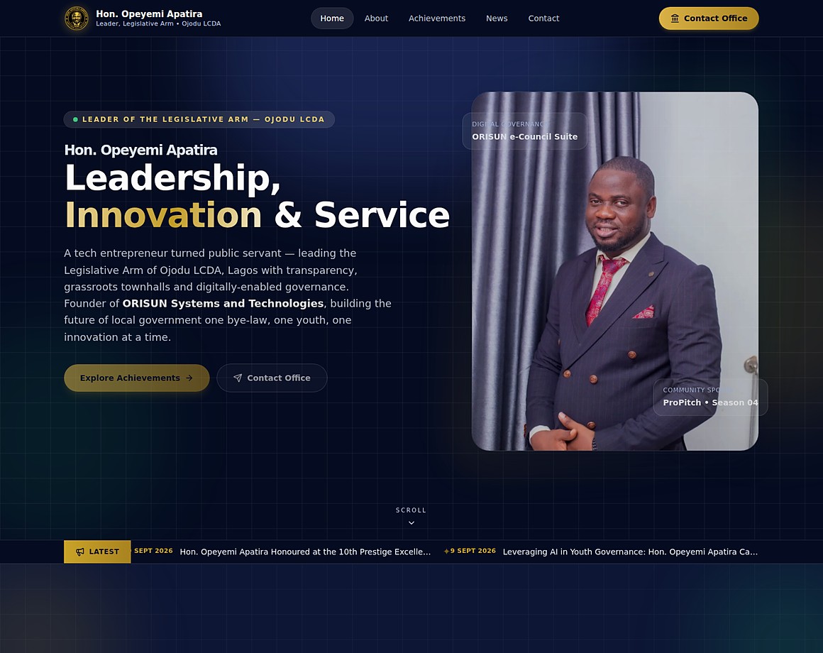 Snapshot of the apatira.me website, built with OrisunSites